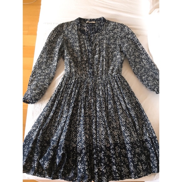 maje blue and white dress